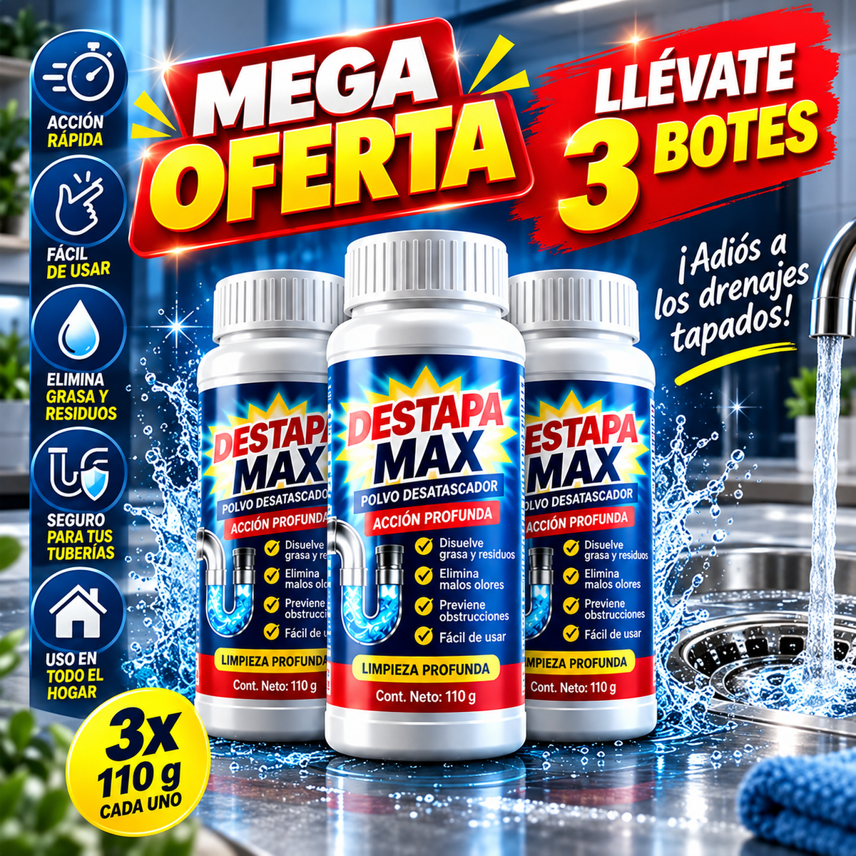 DESTAPA MAX– Limpia y Libera tus Tuberías y Drenajes
