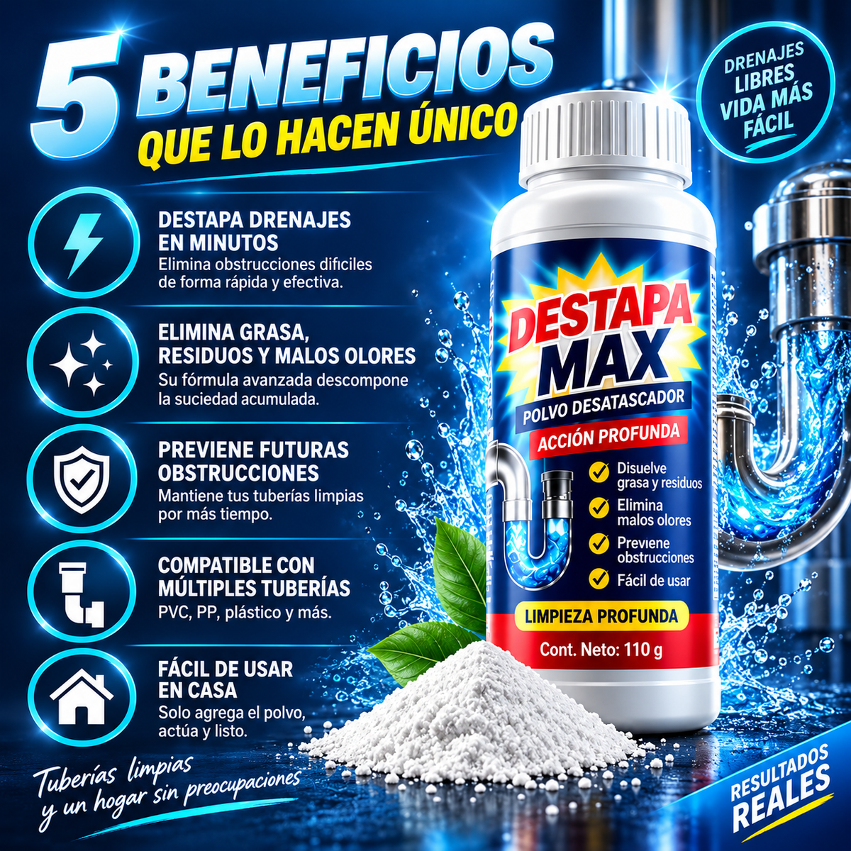 DESTAPA MAX– Limpia y Libera tus Tuberías y Drenajes